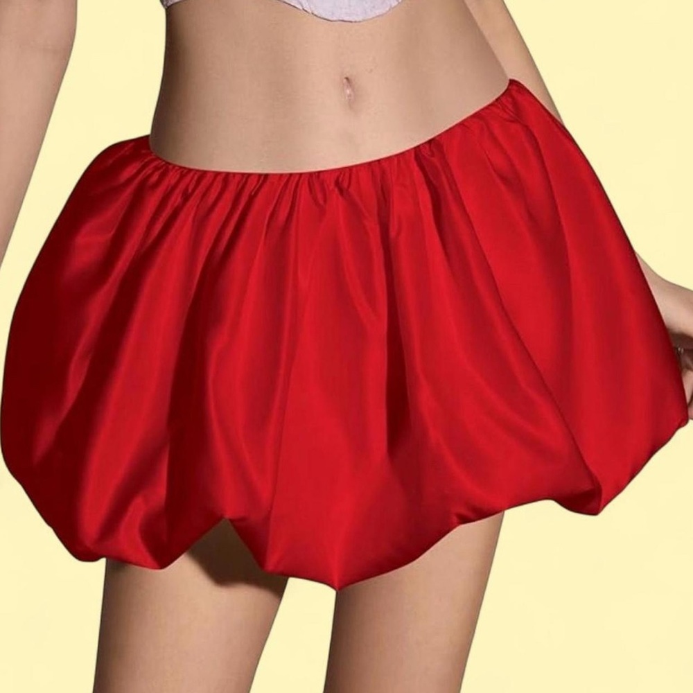 Vibrant Red Bubble Skirt